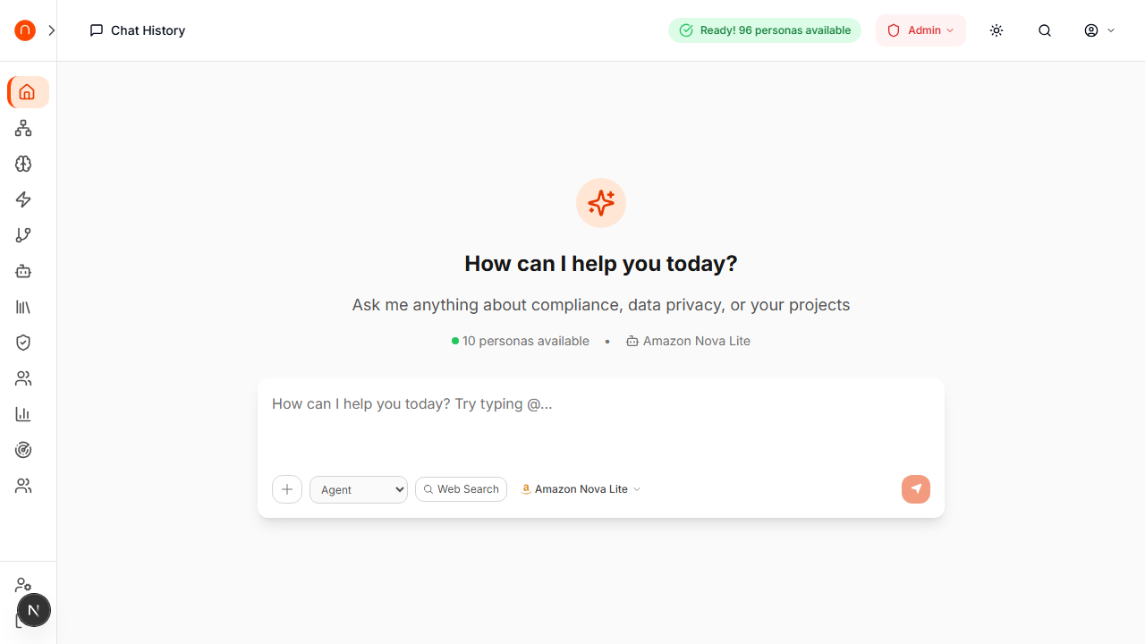 ContextuAI Enterprise — AI Chat Dashboard with 96 Personas