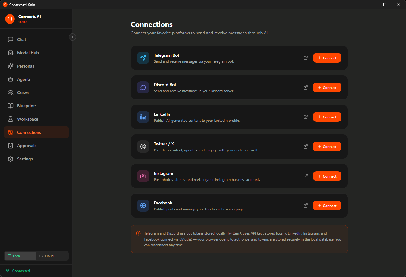 ContextuAI Solo — 6 Platform Connections