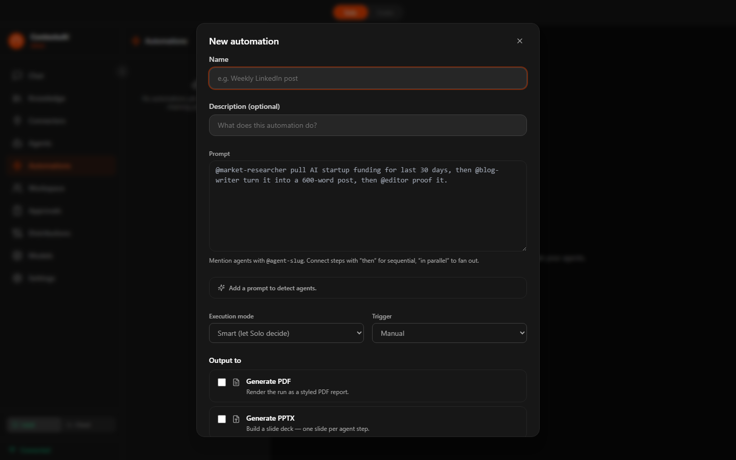 ContextuAI Solo — Create Automation Builder