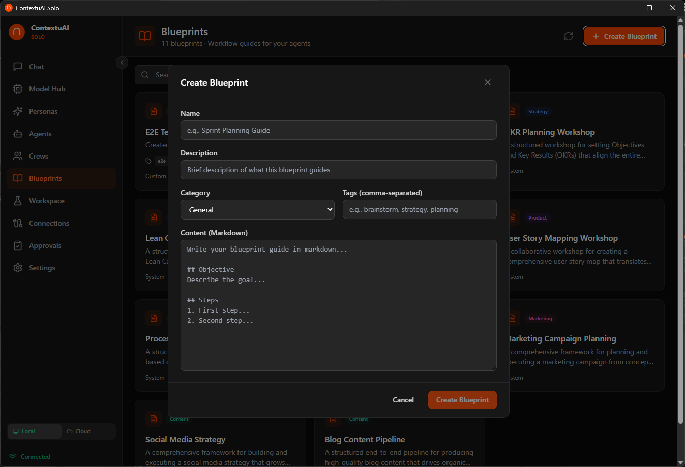 ContextuAI Solo — Create Custom Blueprint