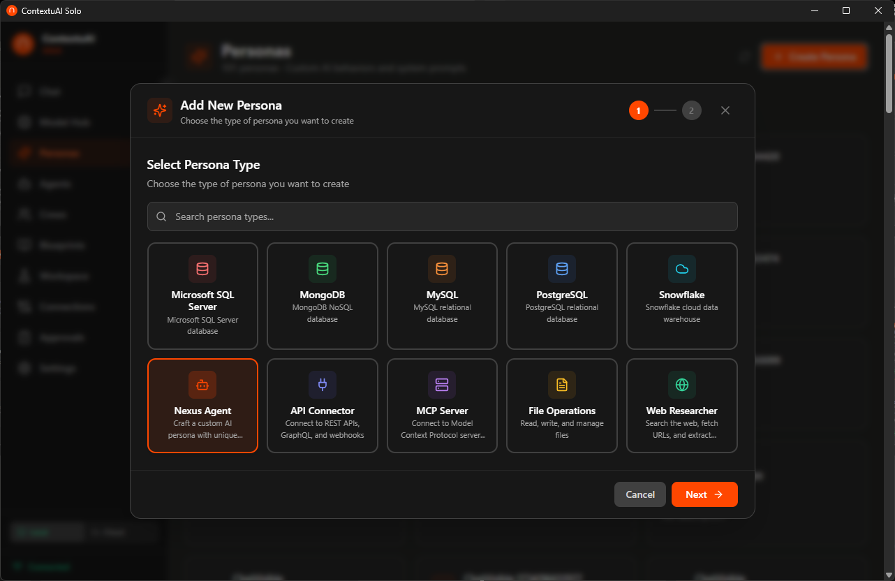 ContextuAI Solo — Create Persona Wizard
