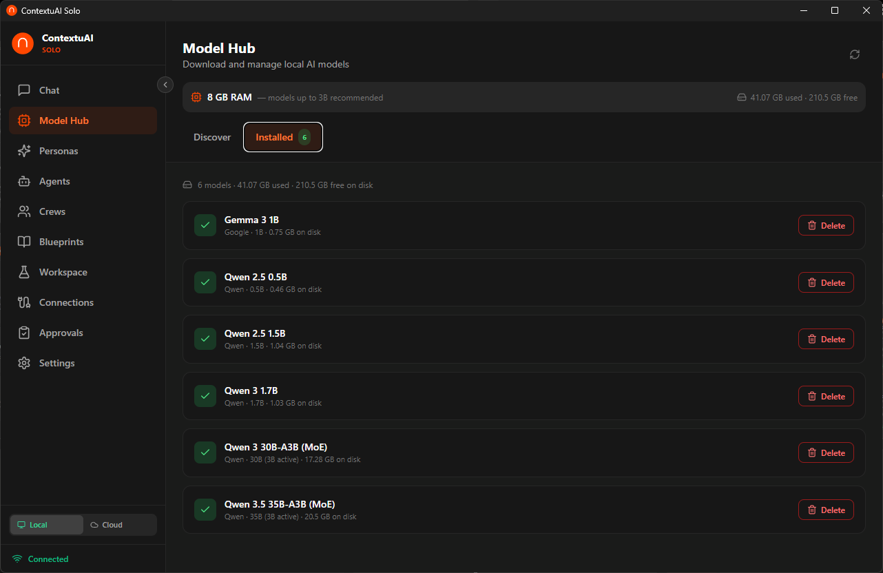 ContextuAI Solo — Installed Local Models